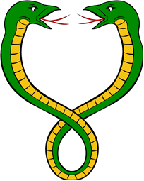 Serpents Respecting, with One Body Tail Nowed