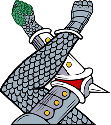 Two sinister arms embowed gauntleted one in mail one in armour TMP