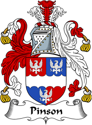 English Coat of Arms for the family Pinson or Pynson