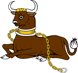 Steer Couchant Collared and Chained