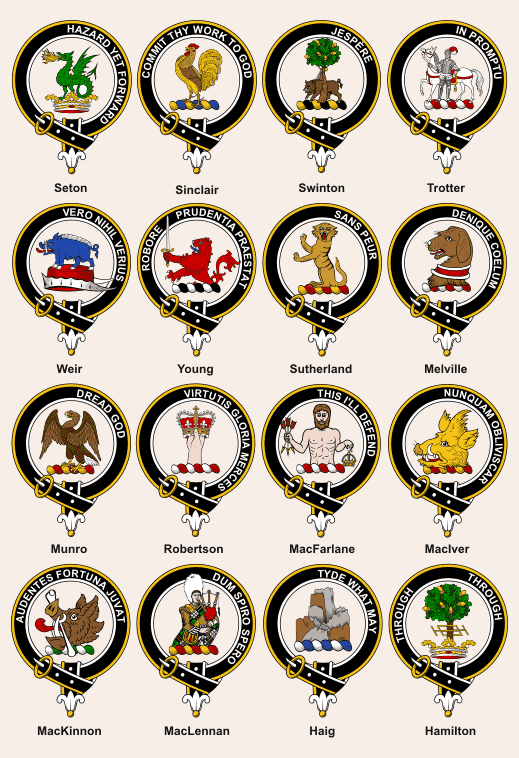 Armorial Gold Heraldry Images - Scottish Clan Badges